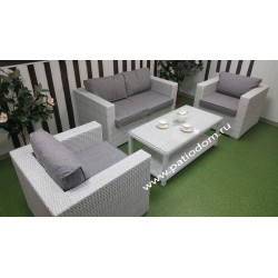 Плетеная мебель "Louisiana" lounge white&grey