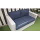 Плетеный диван «Louisiana» white & blue 2-х местный, белый/синие подушки