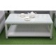 Плетеный кофейный стол «Louisiana» white с полочкой 120х60 см