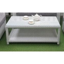 Плетеный кофейный стол «Louisiana» white с полочкой 120х60 см
