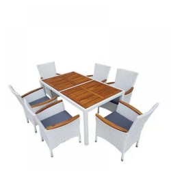 Плетеная мебель "AFM-460A 150x90 White (6+1)"