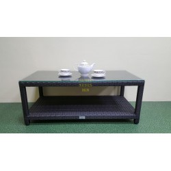 Плетеный кофейный стол «Louisiana» brown с полочкой 120х60 см