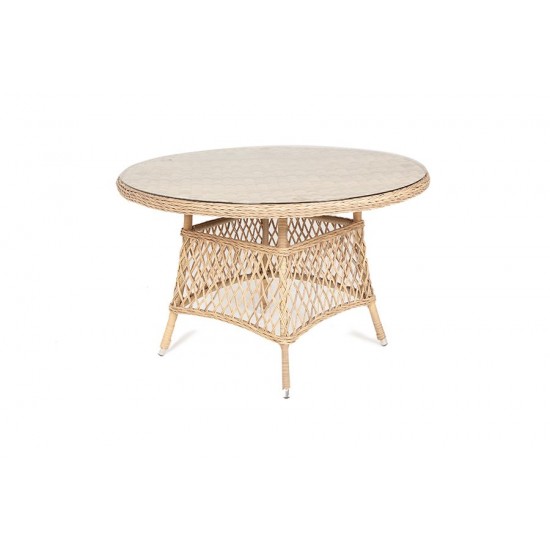 Плетеный стол  "Эспрессо" D118 см, цвет соломенный