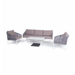 Садовая мебель "Канны" из алюминия с трехместным диваном, цвет светло-серый