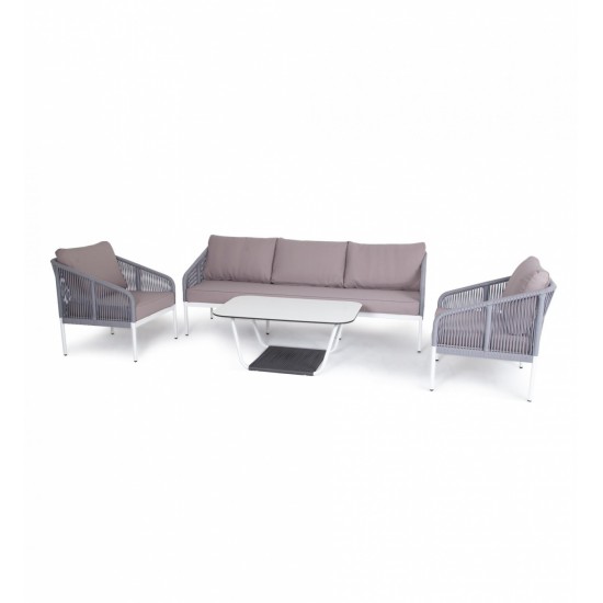 Садовая мебель "Канны"  с трехместным диваном, цвет светло-серый