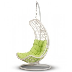 Подвесное кресло "Виши", цвет белый/зеленая подушка