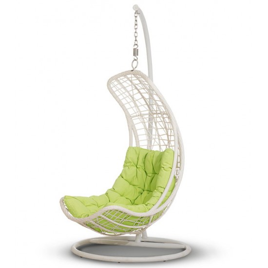 Подвесное кресло "Виши", цвет белый/зеленая подушка