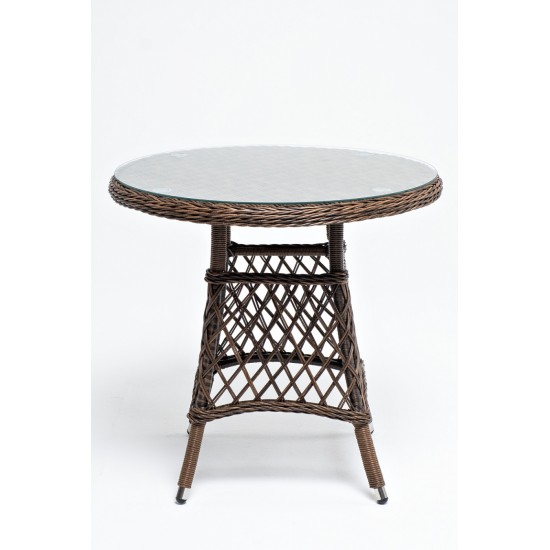 Плетеный стол "Эспрессо" D80 см, цвет коричневый