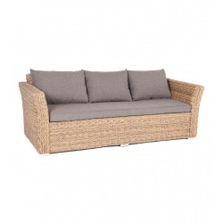 Плетеный трехместный диван "Капучино" соломенный (гиацинт)