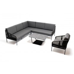  Садовая мебель "Канны" с угловым диваном, цвет темно-серый