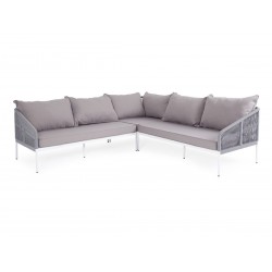 Садовый угловой диван "Канны"  из алюминия, цвет светло-серый