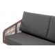 Садовый диван "Канны", двухместный, белый каркас/коричневый роуп/темно-серый текстиль