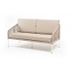 Садовый диван "Канны", двухместный, белый каркас/бежевый роуп/бежевый текстиль