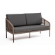 Садовый диван "Канны", двухместный, коричневый каркас/коричневый роуп/темно-серый текстиль