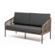 Садовый диван "Канны", двухместный, коричневый каркас/коричневый роуп/темно-серый текстиль