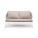 Садовый диван "Милан", двухместный, белый каркас/бежевый роуп/бежевый текстиль