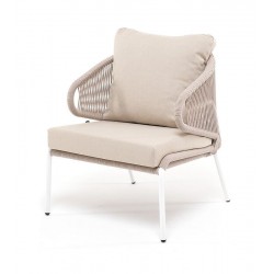 Садовое кресло "Милан", белый каркас/бежевый роуп/бежевый текстиль